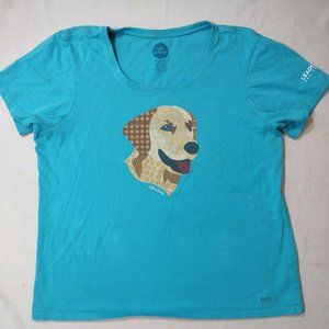 Life is Good XL Women's Crusher T-shirt Teal Seeing Eye Leader Dogs Specialty